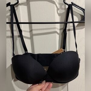 skims ultimate push up strapless onyx bra 34c